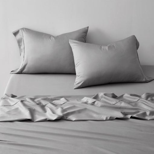 Juego de Sabanas de Algodon Tencel EVERGRACE tamano King, 4 piezas, Sabanas de Cama Suaves y Frescas, Lujosas Sabanas Organicas de Lyocell de Eucalipto con Bolsillo Profundo, 1 Sabana Ajustable, 1 Sabana Plana, 2 Fundas de Almohada, Gris Paloma - Imagen 2