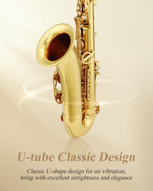 Saxofon Tenor Eastar Saxofon para Estudiantes en Si Bemol Dorado Lacado Saxofon Tenor Bb Principiante con Pano de Limpieza, Estuche de Transporte, Boquilla, Correa para el Cuello, Canas, Kit Completo, TS-? - Imagen 7