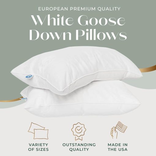 Juego de 2 Almohadas Queen Size de East Coast Bedding - Almohadas de Lujo Suaves para Hotel - 100% Relleno de Plumon de Ganso Europeo 800FP - Almohada Sin Plumas para Dormir - Imagen 2