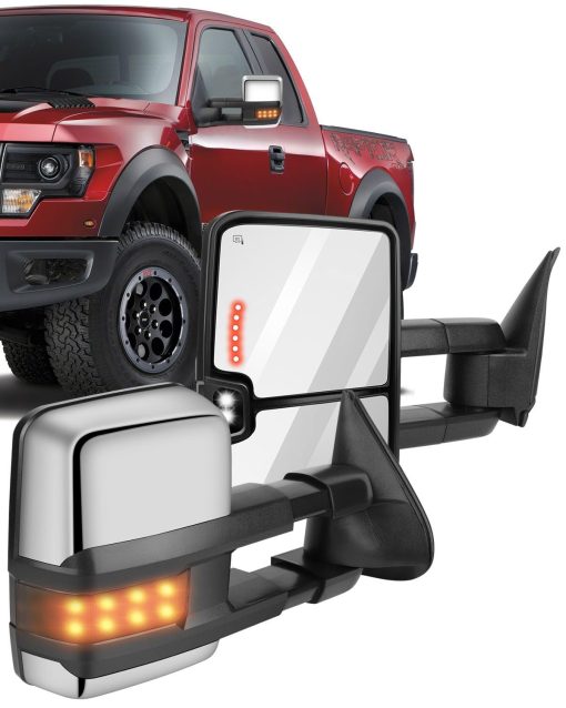 ECCPP Espejos Laterales de Repuesto para Chevy Silverado Suburban 1500 2500 3500 Tahoe GMC Sierra Yukon Power Heated Cromados Espejos de Remolque para 1999 2000 2001 2002