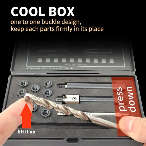 Kit de Reparacion de Roscas SENNMONN M8x1.25 con Insertos de 11.7mm de Broca HSS, Macho, Herramienta de Instalacion, Insertos de Acero Inoxidable M8*1.25 * 11.7mm * 10pcs - Imagen 5