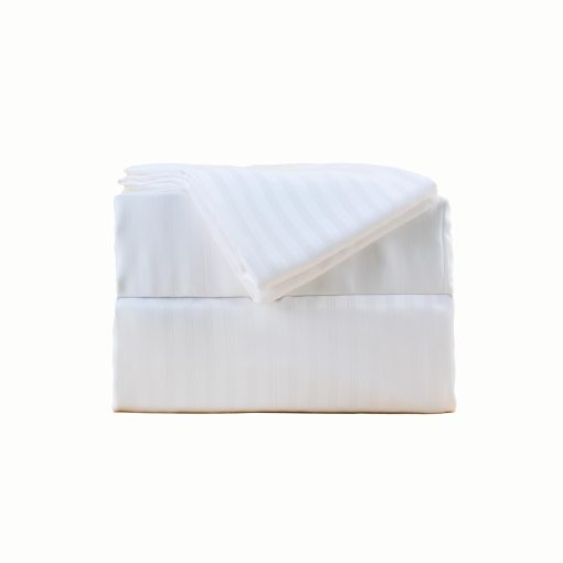 Juego de sabanas 100% Lyocell de Eucalipto de Sheets & Giggles - Todo Temporada, Fabricadas de manera Responsable, Naturalmente Refrescantes, Super Suaves, Absorbentes de Humedad, Equilibrantes de Temperatura, Veganas - Full, Rayas Blancas