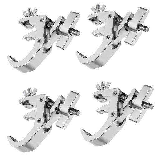 4Pack Ganchos para Luces de Escenario, Capacidad de Carga de 440 lb, Abrazadera en C de Truss de Aleacion de Aluminio, Ajuste de 1.6-2.0 pulgadas de Tubo OD para Luces de DJ Proyector Luces Par Luces Accesorios de Iluminacion de Escenario