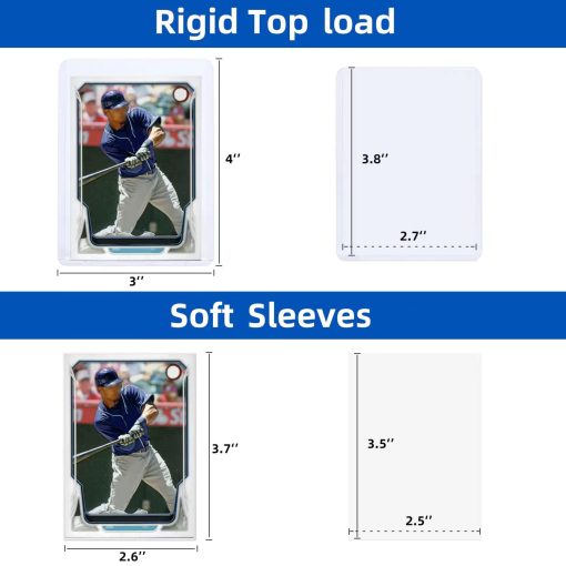 2000 Fundas para Cartas Top Loads para Tarjetas, Arjiekwei 3"X4" Protectores de Tarjetas de Beisbol de Plastico Duro, Soporte de Cartas Toploads Premium para Tarjetas de Deporte de Futbol (1000 Fundas Duras + 1000 Fundas Suaves) - Imagen 4