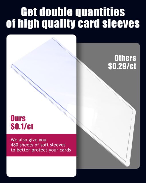 Protector de Tarjetas para Barajas 960 ct, 35 PT Premium 480 Protector Superior y 480 Fundas Transparentes, Fundas Rigidas de Plastico Grueso para Tarjetas de 3" x 4", Protector de Cartas de Juego, Cartas Deportivas, Cartas Coleccionables - Imagen 2