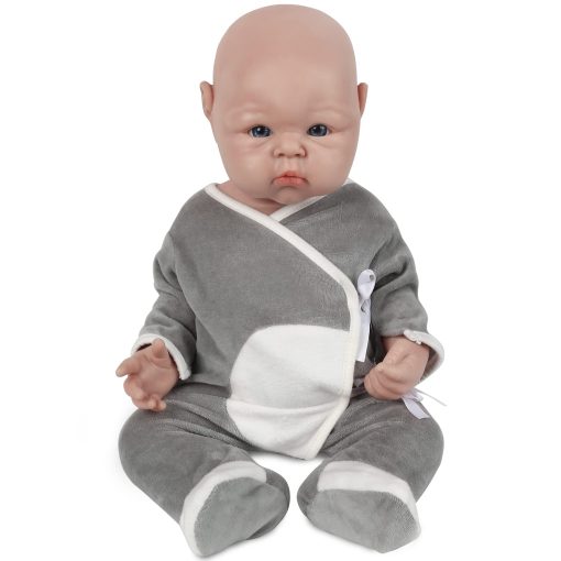 Vollence Muneco Bebe de Silicona de Cuerpo Completo Realista de 19 Pulgadas que Parece Real Nino, No de Material de Vinilo, Munecas de Bebe Realistas, Muneco Bebe Reborn, Bebe Realista