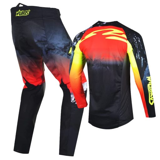 Conjunto de Jersey y Pantalones de Motocross para Hombres Willbros MX Set Offroad Dirt Bike Downhill Enduro Race para Adultos Negro Amarillo Rojo (Jersey L Pantalones 34) - Imagen 4