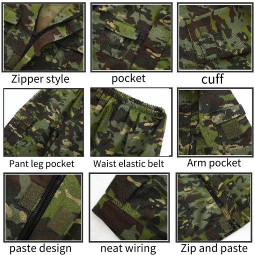 Czmmyrr Uniformes militares para ninos, disfraces de soldado para ninos, disfraces de ejercito de Halloween, traje completo de camuflaje para ninos (camuflaje de selva, talla 110) - Imagen 8