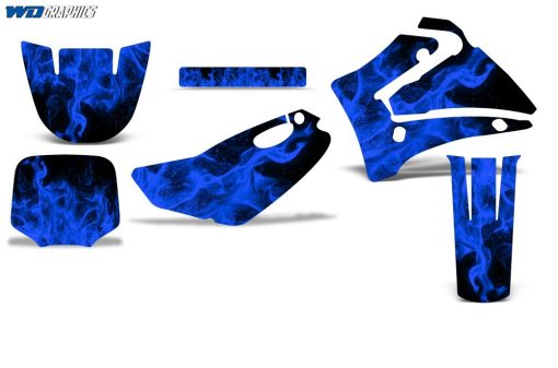 Kit de Calcomanias MX para Motocicleta Compatible con Yamaha TTR125 2000-2007 - Llamas Azules - Imagen 2
