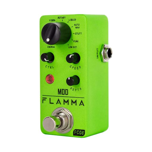 Pedal de Modulacion Mini FLAMMA FC05 con Chorus Flanger Tremolo Phaser Vibrato Rotary Liquid Autowah Stutter Ring LowBit
