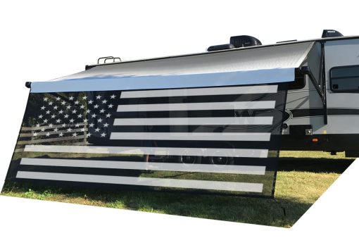 Toldo de sombra para caravana Tentproinc 8' X 17' 3'' (Bandera Americana) Malla Negra Protector Solar para Toldo de Remolque de Caravana Bloqueador de UV Kits Completos