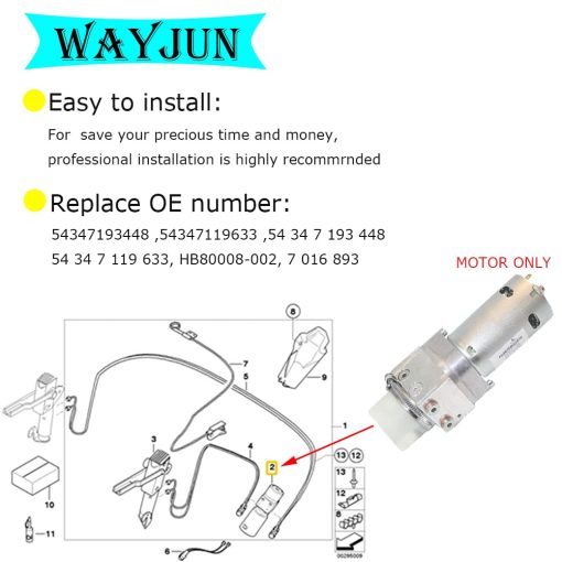 Motor de la bomba hidraulica del techo convertible WayJun 54347193448 (Solo) de repuesto para Z4 E85 2003-2008 - Imagen 5