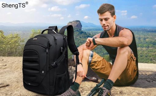 Mochila de Viaje para Laptop SHENGTS de 19 Pulgadas con Puerto de Carga USB Mochila de Negocios para la Universidad Bolsa Estilizada - Imagen 2