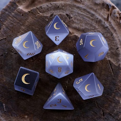 Conjunto de Dados DND LANGWEI de 7 Piezas en Bonito Gris opalo para Juegos de Mesa, TRPG, Dungeons and Dragons