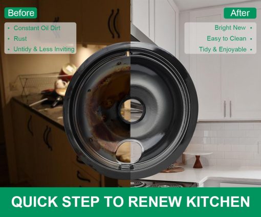 Repuesto para Bandejas de Goteo de Cocina Electrica GE o Hotpoint, Acabado de Porcelana Esmaltada Negro Juego de 4 Piezas de Purelux - Imagen 8