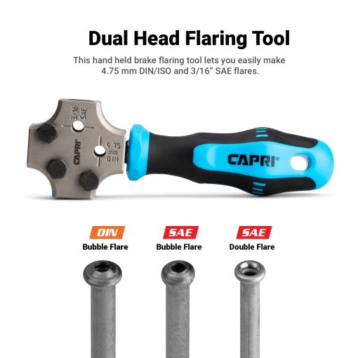 Herramienta de doble cabezal Capri Tools 3/16 pulgadas, hace una flama de burbuja ISO/DIN de 4.75 mm y doble flama SAE de 3/16 pulgadas - Imagen 2