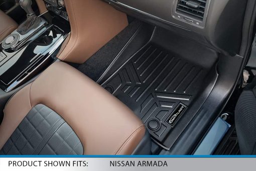Juego de alfombras SMARTLINER a medida para 2 filas en negro compatible con Nissan Armada/Infiniti QX80 2019-2022 - Imagen 3