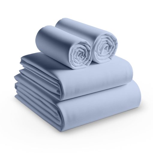 Juego de Sabanas King Bunny's Home Cooling Azul Cielo de Lujo en Algodon Egipcio 4 Piezas Juego de Sabanas King Suaves Sabanas King Size de 1000 Hilos con Bolsillo Extra Profundo de 17 Pulgadas Juego de Sabanas de Sabana de Hotel Tejido Saten