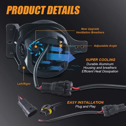 Luces antiniebla LED deportivas redondas de 4 pulgadas Lusgwufad compatibles con Jeep Wrangler JL JT JLU Gladiator 2018-2021 con 2 pares de soportes de montaje / Accesorios de parachoques delantero JK Unlimited JKU 2007-2018 DOT(Negro) - Imagen 3