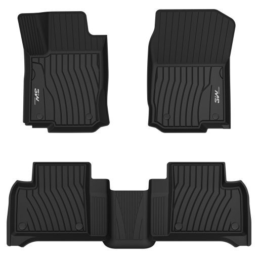 Tapetes para piso 3W Fit para Benz ML/GL/GLE/GLS Series 2012-2019, Tapete a medida para todas las condiciones climaticas para la primera y segunda fila de carros, Negro