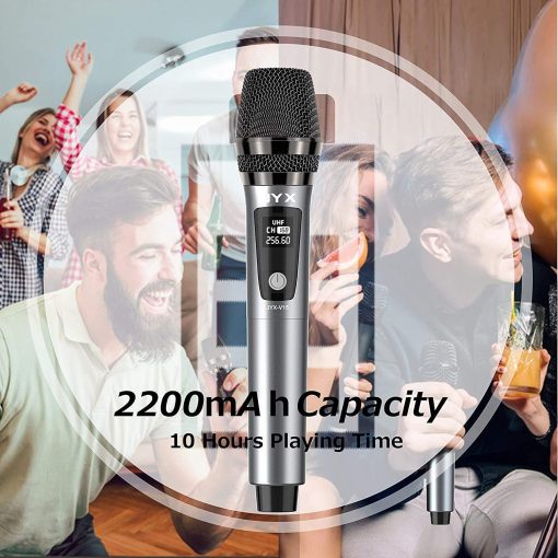 Microfono inalambrico JYX, sistema profesional de microfono dinamico de mano UHF de metal con receptor recargable de 1/4''(6.35mm), para amplificador, sistema de sonido PA, canto de karaoke, boda, fiesta, discurso, iglesia - Imagen 2
