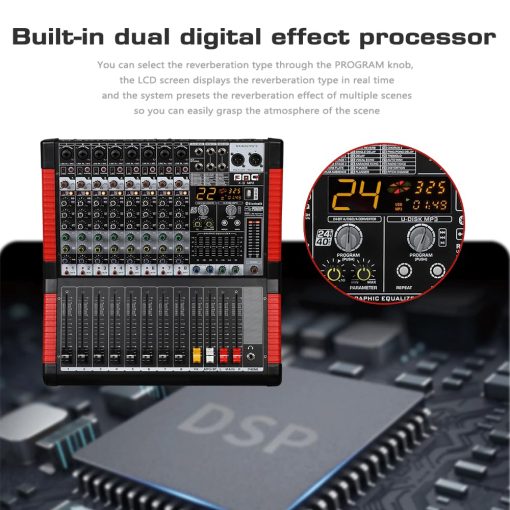 Mezcladora de Audio Profesional BOMGE X-8 de 8 Canales Consola de Mezcla 8 Entradas de Microfono / Linea Interfaz USB/MP3/Bluetooth Entrada 48V Phantom Power 24 FX DSP Para PC, Grabacion de Estudio, Actuacion en Vivo - Imagen 2