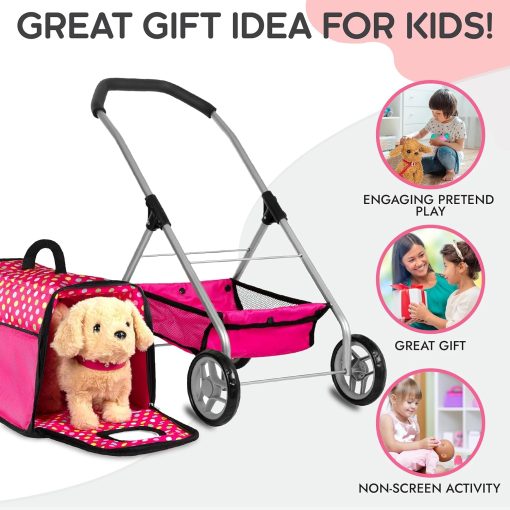 Carriola de Muneca para Perritos - Juguete de Perrito de Peluche Electronico con Control Remoto - Canta, Camina, Ladra, Mueve la Cola, Juguete Interactivo de Perritos de Peluche para Ninas - Juegos de Imitacion y Juegos Pequenos - Imagen 6