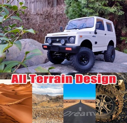 Camion RC Apawband WPL C74 1/10 RC Rock Crawler Off Road 4x4 RC Rock Crawler RTR con Direccion Proporcional 370 Motor, Caja de Cambios de Rotacion Contraria, Chasis de Muelle de Hoja Grado Hobby Juguete - Imagen 5