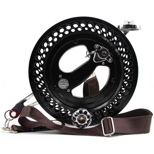 Carrete de Cometa Grande Profesional 9KM DWLIFE 10.6in con Correa para el Hombro, Aluminio, Freno de Bloqueo con Trinquete, Rodamiento de Bolas de Rotacion Suave, Guia de Linea, Cometa de Linea unica Grande (Negro 10.6in)