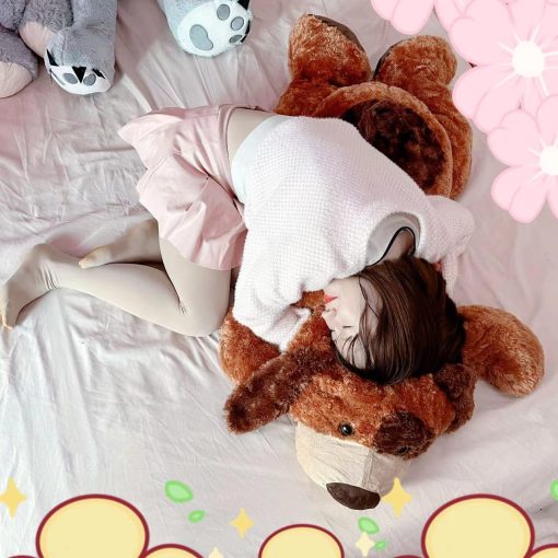 Peluche Gigante de Perro Lindo de Felpa Suave para Ninos Novia Esposa Regalo, Marron Claro 56 Pulgadas, Grande - Imagen 4