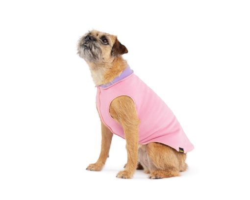 Abrigo de Perro de Doble Felpa Gold Paw Duluth - Suave, Abrigador, Sueter para Perros con Estiramiento de 4 Vias - Lavable a Maquina, Todo-Seasons, Rosado/Lavanda, Talla 20