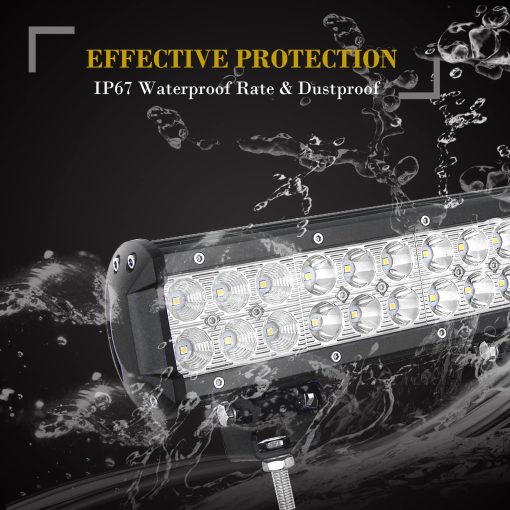 Barra de luces LED SKYWORLD, 20 pulgadas 126W Spot Flood Combo Beam con soporte de montaje para placa de matricula para camion coche ATV SUV 4X4 barco - Imagen 6