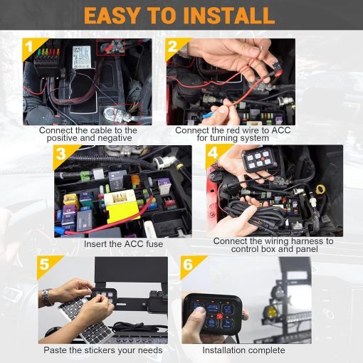 Panel de Interruptores para 6 Circuitos Rugged TUFF con Sistema de Control de Reles Tactiles Botones LED Regulables Interruptores Universales de Multiples Funciones para Automoviles Camiones Barcos Marinos UTV SUV RV - Imagen 3