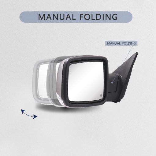 Espejo lateral compatible con espejo de remolque 2009-2018 Dodge Ram 1500 2010-2018 Dodge Ram 2500 3500 con espejo de potencia calefaccion sensor de temperatura solo lado izquierdo (cromo) - Imagen 4