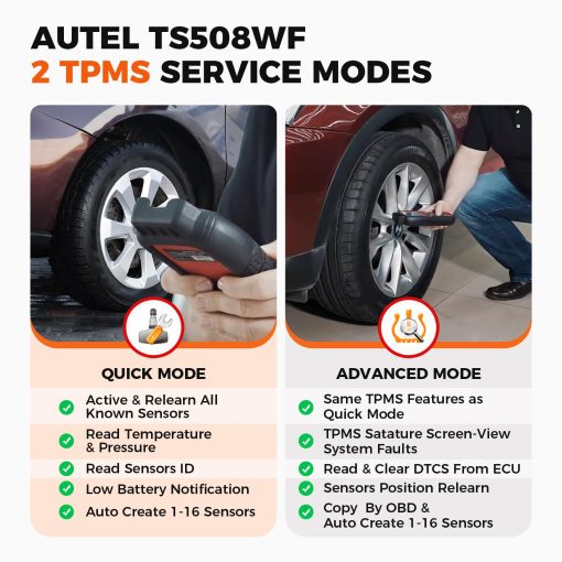 Herramienta de Reaprendizaje de TPMS Autel MaxiTPMS TS508WF: Actualizado de TS508 2024, TS501, TS408 con Activacion/Reaprendizaje de Todos los Sensores con WiFi, Programa de Sensores MX (315/433MHz), Restablecimiento/Diagnostico de TPMS, Leer/Borrar Codigos - Imagen 9