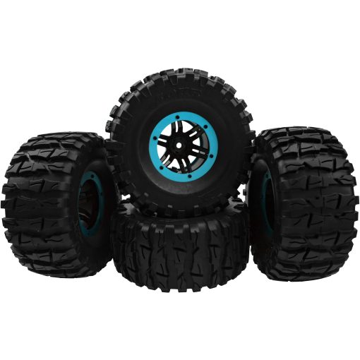 Llantas de Goma Inflables de 2.2" de Diametro Externo 135mm y Buje Hexagonal de 12mm de Plastico Compatible con Ejes Axiales SCX10 Tamiya CC01 TF2 Traxxas 1/10 Monster Truck Crawler (Azul) - Imagen 4