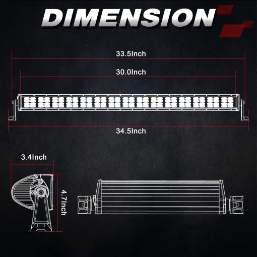 Barra de Luz LED, OFFROADTOWN 30 pulgadas 480w Barra de Luz LED Spot Flood Combo Beam Luces Todo Terreno Cuatro Filas Luz de Conduccion LED para Camion Pickup UTV SUV Jeep Bronco Can-Am - Imagen 2