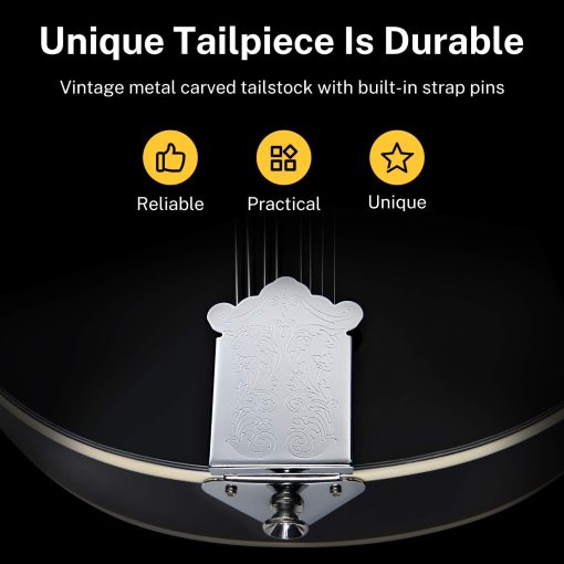 Mandolina Donner Estilo A Negra para Principiantes Adultos Mandolina Acustica Instrumento Musical de Caoba de 8 Cuerdas, Paquete con Afinador Bolsa de Cuerdas Puas de Guitarra, DML-100B - Imagen 7