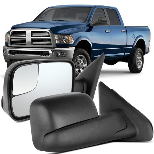 Espejos de Remolque OCPTY con Potencia Termica Lado Izquierdo Derecho Espejos de Remolque Compatible con 1998-2001 para Ram 1500 1998-2002 para DODGE para Ram 2500 3500 con Caja Negra con Soportes de Montaje