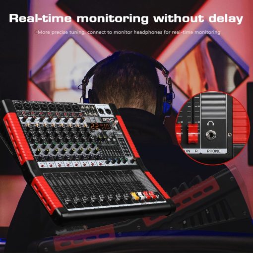 Mezcladora de Audio Profesional BOMGE X-8 de 8 Canales Consola de Mezcla 8 Entradas de Microfono / Linea Interfaz USB/MP3/Bluetooth Entrada 48V Phantom Power 24 FX DSP Para PC, Grabacion de Estudio, Actuacion en Vivo - Imagen 5