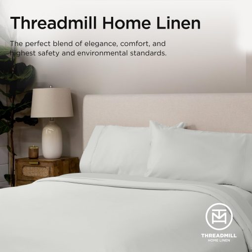 Juego de Sabanas de Algodon Supima Threadmill Luxury, Juego de Sabanas de Algodon Suave de 1000 Hilos para Cama Queen, Juego de Sabanas Grises Claro para Cama Queen de 4 Piezas, Calidad de Hotel 5 Estrellas Juego de Sabanas de Bolsillo Profundo - Imagen 8