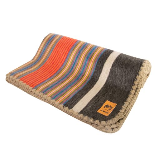 Manta de Lana de Alpaca - Tamano de Colcha - Manta de Lana de Alpaca - Mejor Regalo & Manta Calida, Ligera, Manta de Sofa o para Acampar - Manta Exterior - 64 x 45 Pulgadas (Naranja & Azul) - Imagen 6