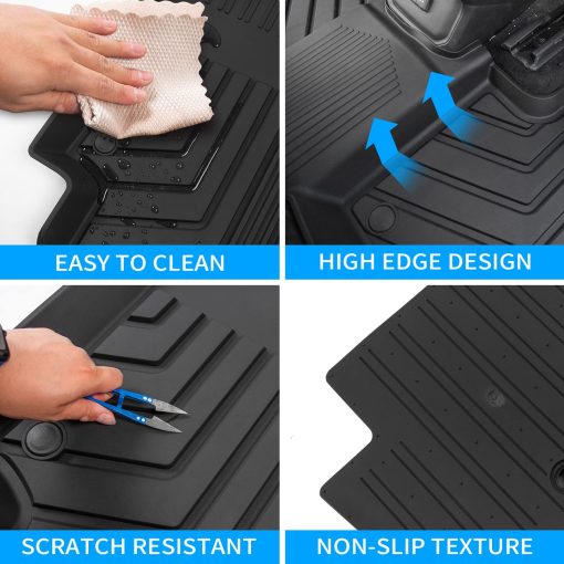 Tapetes para Piso Bomely Compatible con Toyota Highlander 2020-2024 3 Filas de Forro TPE para Todo Clima 7 Asientos Accesorios Highlander 2023 (2020-2024, Tapetes para Piso) - Imagen 6