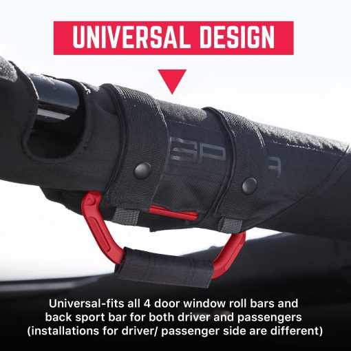 GPCA - GP Grip PRO, Asas Plegables de Aluminio Patentadas para Wrangler 4xe, JL, JT, JK, Sport, Sahara, Rubicon y Gladiator 4DR/2DR 2007-2023, 2 Paquetes, Rojo Fuegos Artificiales - Imagen 4