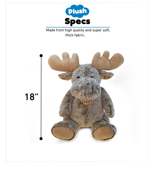 Almohada de Peluche de Alce DolliBu Tamano - Almohada de Animal Super Suave para Ninos, Companero de Siesta Acogedor, Almohada de Suelo para Ninos y Ninos Pequenos, Almohada de Abrazo Gigante, Almohada de Cuddle de Viaje para Ninos - 18 Pulgadas - Imagen 3