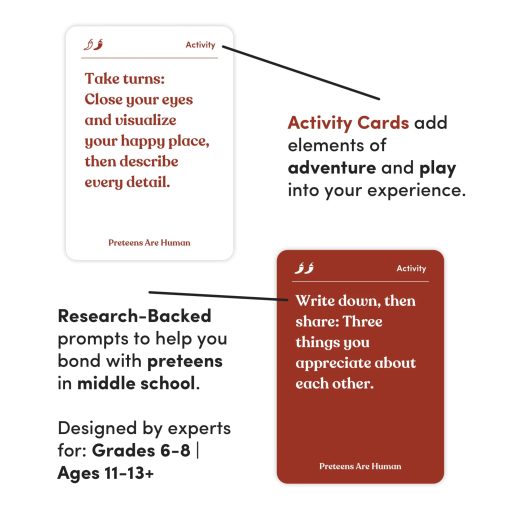 Preteens are Human | 140 Tarjetas de Conversacion para Ayudarte a Conocer a los Preadolescentes | Juego de Cartas para Preadolescentes de Escuela Intermedia | Disenado por Expertos para Grados 6-8 | Edades 11-13+ - Imagen 3