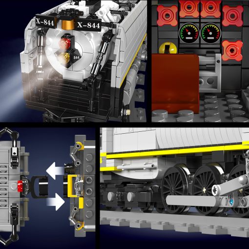 JMBricklayer Juego de Trenes Bloques de Construccion Kit, Tren de Vapor UP844 Control Remoto con Luces 51112, Juego de Construccion de Trenes Modelo para Adultos, Regalos de Trenes de Navidad para Adolescentes 14+, 3357 Piezas - Imagen 5
