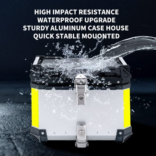 Maleta para Motocicleta Myamis de 45L en Aluminio Grueso con Respaldo y Soporte para Montar en la Parte Trasera, Resistente para Almacenar Equipaje - Imagen 2