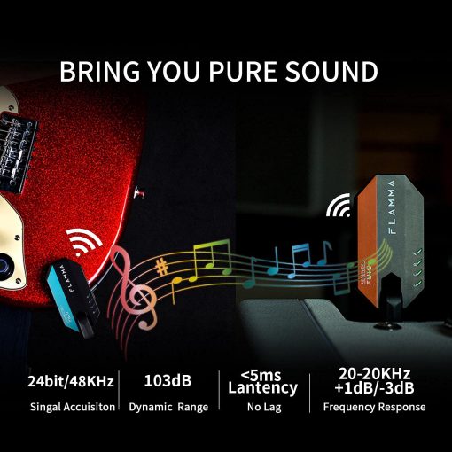 Sistema Inalambrico Digital FLAMMA FW10 2.4GHZ Transmisor Receptor Recargable Soporta 4 Canales para Guitarra Electrica Bajo Violin Teclado - Imagen 2