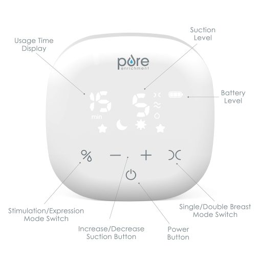 Sacaleches electrico doble PureBaby? - 5 Modos de Estimulacion, 9 Modos de Exprimir, Exprimir Dual o Simple, Succion Ajustable, Diseno Antirreflujo y Bateria Recargable para Viajes - Imagen 5